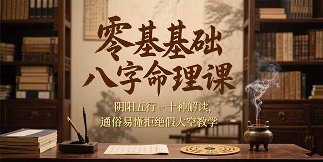 零基础八字命理课，阴阳五行+十神解读，通俗易懂拒绝假大空教学跨境课程-外贸教程-精品网课-电商运营课库课堂