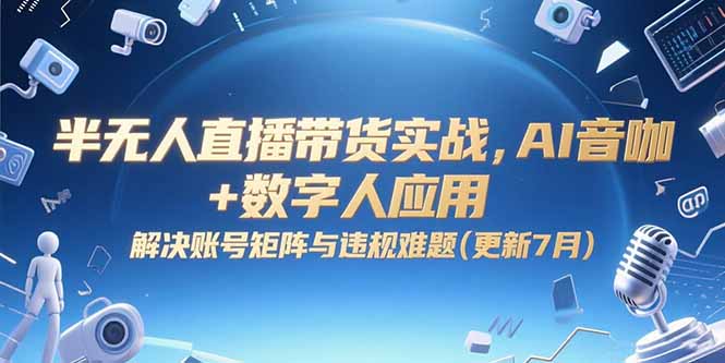 半无人直播带货实战，AI音咖+数字人应用 解决账号矩阵与违规难题(更新7月)跨境课程-外贸教程-精品网课-电商运营课库课堂