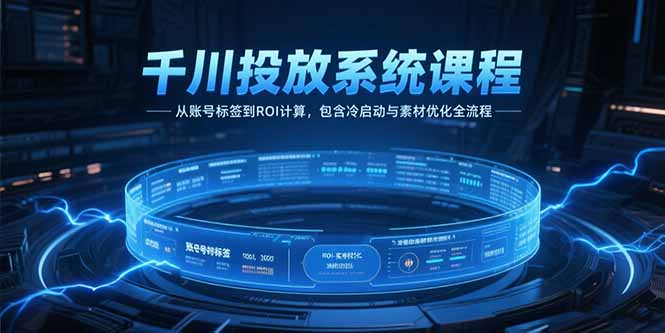 千川投放系统课程，从账号标签到ROI计算，包含冷启动与素材优化全流程跨境课程-外贸教程-精品网课-电商运营课库课堂