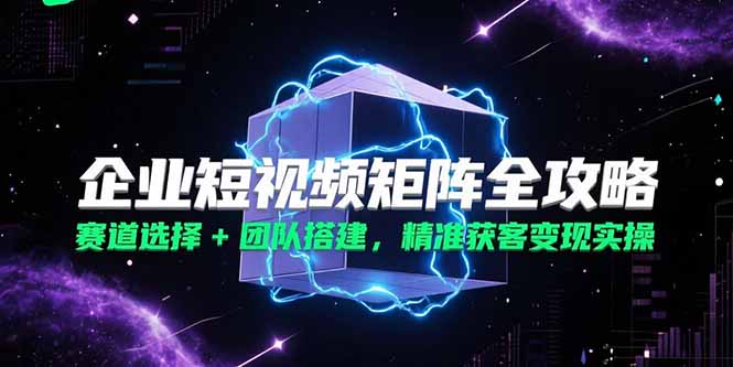 企业短视频矩阵全攻略，赛道选择+团队搭建，精准获客变现实操跨境课程-外贸教程-精品网课-电商运营课库课堂