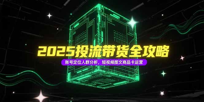 2025投流带货全攻略，账号定位人群分析，短视频图文商品卡运营跨境课程-外贸教程-精品网课-电商运营课库课堂