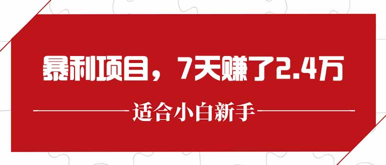 最新暴利项目，每单收益轻松在300以上，7天赚了2.4万跨境课程-外贸教程-精品网课-电商运营课库课堂