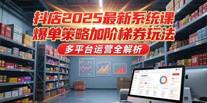 抖店2025最新系统课，爆单策略加阶梯券玩法，多平台运营全解析跨境课程-外贸教程-精品网课-电商运营课库课堂