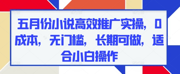 五月份小说高效推广实操，0成本，无门槛，长期可做，适合小白操作跨境课程-外贸教程-精品网课-电商运营课库课堂
