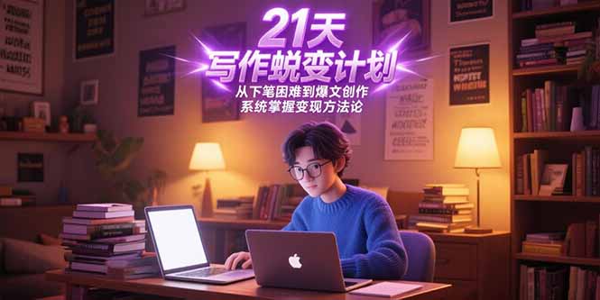 21天写作蜕变计划，从下笔困难到爆文创作，系统掌握变现方法论跨境课程-外贸教程-精品网课-电商运营课库课堂