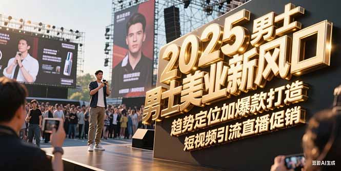 2025男士美业新风口，趋势定位加爆款打造，短视频引流直播促销跨境课程-外贸教程-精品网课-电商运营课库课堂