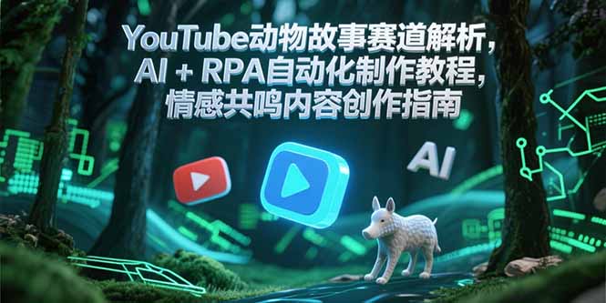 YouTube动物故事赛道解析，AI+RPA自动化制作教程，情感共鸣内容创作指南跨境课程-外贸教程-精品网课-电商运营课库课堂