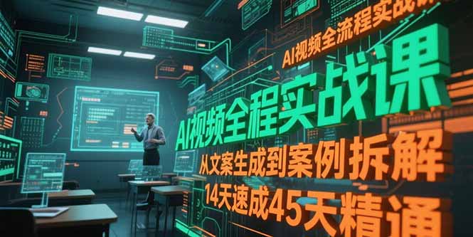 AI视频全流程实战课，从文案生成到案例拆解，14天速成45天精通跨境课程-外贸教程-精品网课-电商运营课库课堂