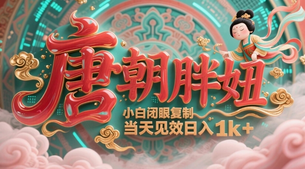 用AI克隆“唐朝胖妞”日更3条，平台疯狂推流，小白闭眼复制，当天见效，日入1k+跨境课程-外贸教程-精品网课-电商运营课库课堂