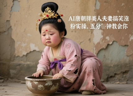 AI唐朝胖美人夫妻搞笑涨粉实操，五分钟教会你跨境课程-外贸教程-精品网课-电商运营课库课堂