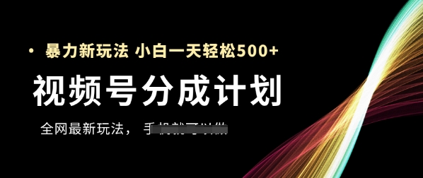视频号分成计划，全网最暴力玩法，新手一天也能轻松5张+跨境课程-外贸教程-精品网课-电商运营课库课堂