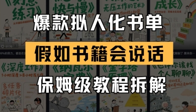最新爆款拟人化书单玩法，假如书籍会说话，保姆级教程跨境课程-外贸教程-精品网课-电商运营课库课堂