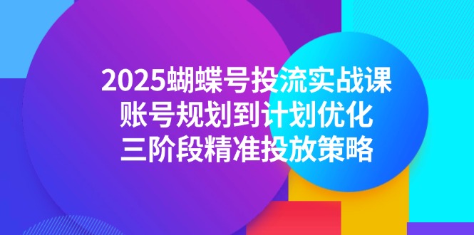 2025蝴蝶号投流实战课，账号规划到计划优化，三阶段精准投放策略跨境课程-外贸教程-精品网课-电商运营课库课堂