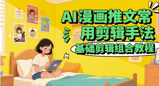 AI漫画推文常用剪辑手法，基础剪辑组合教程跨境课程-外贸教程-精品网课-电商运营课库课堂