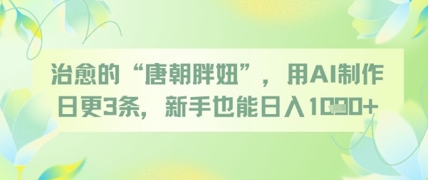治愈的“唐朝胖妞”，用AI制作日更3条，新手也能日入多张跨境课程-外贸教程-精品网课-电商运营课库课堂