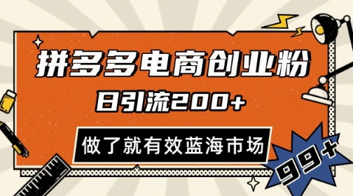 拼多多引流电商创业粉，日引200+，可矩阵放大，做了就有效跨境课程-外贸教程-精品网课-电商运营课库课堂