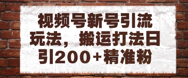 视频号新号引流玩法，搬运打法日引200+精准粉，可矩阵放大跨境课程-外贸教程-精品网课-电商运营课库课堂
