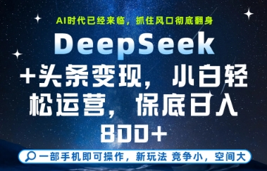 DeepSeek+头条变现，保姆级教学，小白轻松上手，日入8张+跨境课程-外贸教程-精品网课-电商运营课库课堂