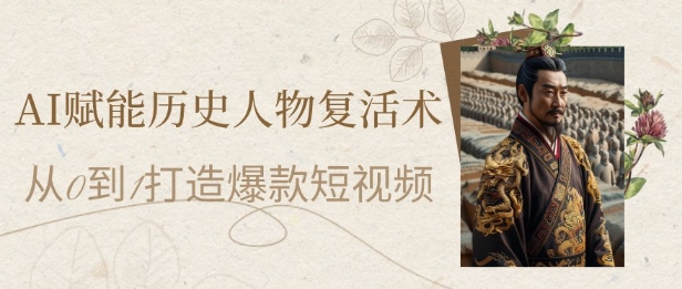 AI赋能历史人物复活术：从0到1打造爆款短视频，7天涨粉10W，小白也能月入过1W跨境课程-外贸教程-精品网课-电商运营课库课堂