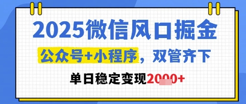 2025微信风口掘金，公众号+小程序双管齐下，单日稳定变现1k+跨境课程-外贸教程-精品网课-电商运营课库课堂