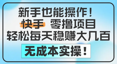 新手也能操作，快手零撸挣米，轻松每天挣2-5张，完全无成本跨境课程-外贸教程-精品网课-电商运营课库课堂