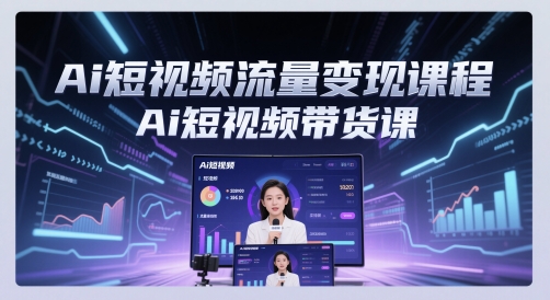Ai短视频流量变现课程，Ai短视频带货课跨境课程-外贸教程-精品网课-电商运营课库课堂