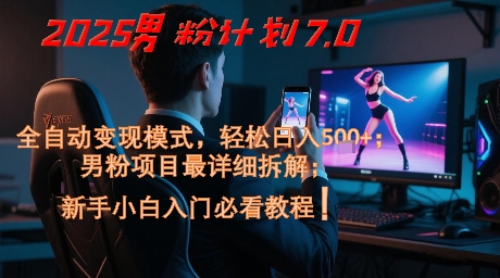 2025男粉计划7.0，全自动变现模式，轻松日入5张+，新手小白必看课程跨境课程-外贸教程-精品网课-电商运营课库课堂