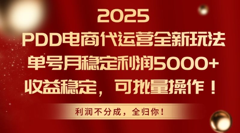 2025PDD电商代运营全新玩法,单号月稳定利润5000+,收益稳定,可批量操作跨境课程-外贸教程-精品网课-电商运营课库课堂