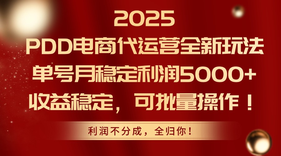 2025PDD电商代运营全新玩法，单号月稳定利润5000+，收益稳定，可批量操作跨境课程-外贸教程-精品网课-电商运营课库课堂