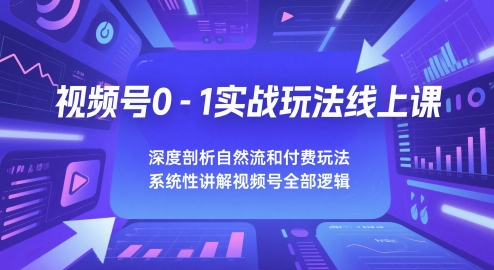 视频号0-1实战玩法线上课，深度剖析自然流和付费玩法，统性讲解视频号全部逻辑跨境课程-外贸教程-精品网课-电商运营课库课堂