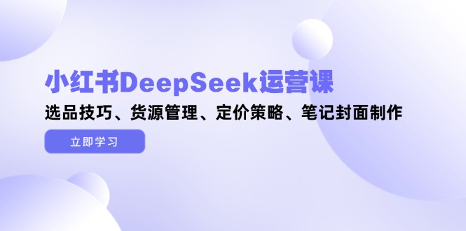 小红书DeepSeek运营课，选品技巧、货源管理、定价策略、笔记封面制作跨境课程-外贸教程-精品网课-电商运营课库课堂
