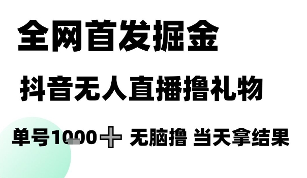 全网首发掘金抖音无人直播撸礼物,单号1k +无脑撸,当天拿结果跨境课程-外贸教程-精品网课-电商运营课库课堂
