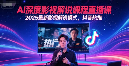 AI深度影视解说课程直播课，2025最新影视解说模式，抖音热推跨境课程-外贸教程-精品网课-电商运营课库课堂