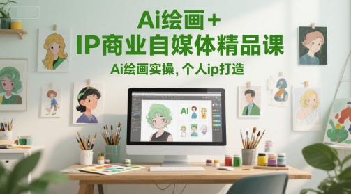 Ai绘画+IP商业自媒体精品课，Ai绘画实操，个人ip打造跨境课程-外贸教程-精品网课-电商运营课库课堂