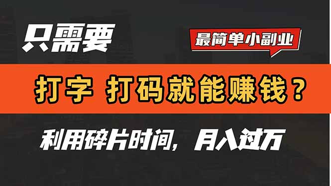 只需要打字，打码，就能赚钱？简单的赚钱小副业，利用碎片时间，月入过万跨境课程-外贸教程-精品网课-电商运营课库课堂