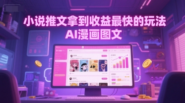 小说推文拿到收益最快的玩法，AI漫画图文跨境课程-外贸教程-精品网课-电商运营课库课堂