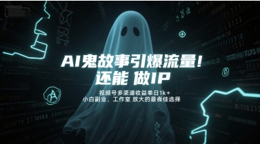 AI鬼故事引爆流量，还能做IP，视频号多渠道收益单日1k+，小白副业、工作室放大的最佳选择跨境课程-外贸教程-精品网课-电商运营课库课堂