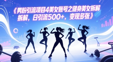 男粉引流项目4美女账号之健身美女拆解，日引流500+，变现多张跨境课程-外贸教程-精品网课-电商运营课库课堂