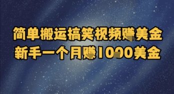 简单搬运搞笑视频挣美金，新手一个月入1k美金跨境课程-外贸教程-精品网课-电商运营课库课堂
