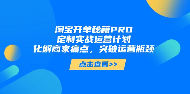 淘宝开单秘籍PRO，定制实战运营计划，化解商家痛点，突破运营瓶颈跨境课程-外贸教程-精品网课-电商运营课库课堂