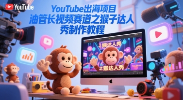 YouTube出海项目，油管长视频赛道之猴子达人秀制作教程跨境课程-外贸教程-精品网课-电商运营课库课堂