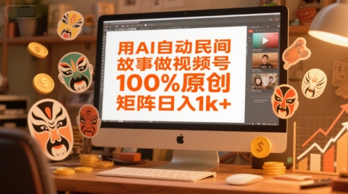 用AI自动民间故事做视频号，100%原创，矩阵日入1k+跨境课程-外贸教程-精品网课-电商运营课库课堂