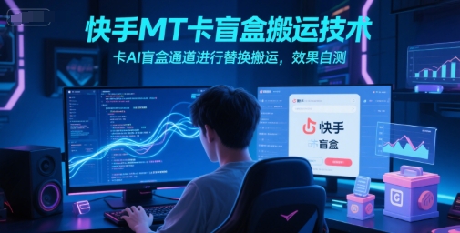 快手MT卡盲盒搬运技术，卡AI盲盒通道进行替换搬运，效果自测跨境课程-外贸教程-精品网课-电商运营课库课堂