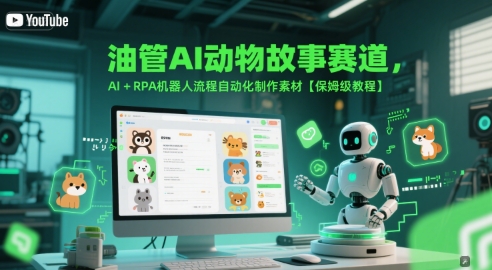 油管AI动物故事赛道，AI+RPA机器人流程自动化制作素材【保姆级教程】跨境课程-外贸教程-精品网课-电商运营课库课堂
