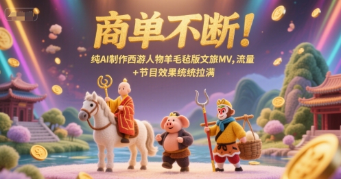 商单不断！纯AI制作西游人物羊毛毡版文旅MV，流量+节目效果统统拉满跨境课程-外贸教程-精品网课-电商运营课库课堂