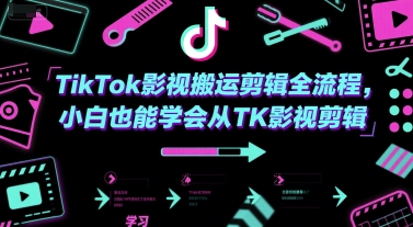 TikTok影视搬运剪辑全流程，小白也能学会从TK影视剪辑跨境课程-外贸教程-精品网课-电商运营课库课堂