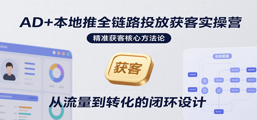 AD+本地推全链路投放获客实操营，快速掌握精准获客技巧，当天投放当天转化高效营销跨境课程-外贸教程-精品网课-电商运营课库课堂