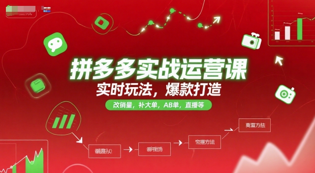 拼多多实战运营课，实时玩法，爆款打造，改销量，补大单，AB单，直播等（更新2025月）跨境课程-外贸教程-精品网课-电商运营课库课堂