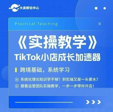 大卖家孵化中心TikTok实操课，TikTok小店成长加速器，跨境基础系统学习，一步一步带你开店跨境课程-外贸教程-精品网课-电商运营课库课堂