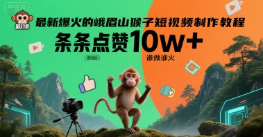 最新爆火的峨眉山猴子短视频制作教程，条条点赞10w+，谁做谁火【教程+提示词】跨境课程-外贸教程-精品网课-电商运营课库课堂